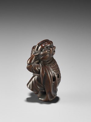 Lot 186 - SOSAI: A FINE SO SCHOOL WOOD NETSUKE OF A SHISHIMAI DANCER
