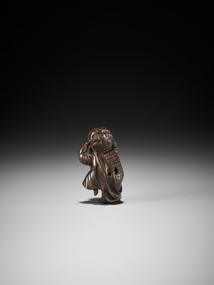 Lot 186 - SOSAI: A FINE SO SCHOOL WOOD NETSUKE OF A SHISHIMAI DANCER