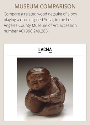 Lot 186 - SOSAI: A FINE SO SCHOOL WOOD NETSUKE OF A SHISHIMAI DANCER