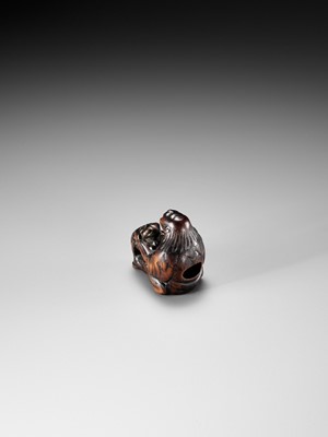 Lot 193 - MIWA: A FINE EDO SCHOOL WOOD NETSUKE OF GAMA SENNIN AND HIS TOAD