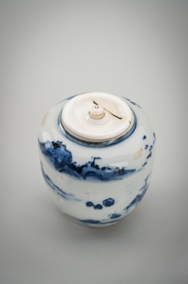 Lot 179 - A SOMETSUKE PORCELAIN CHAIRE (TEA CADDY), EDO
