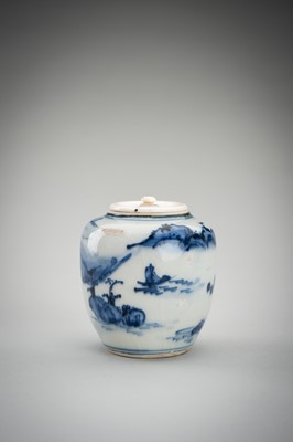 Lot 179 - A SOMETSUKE PORCELAIN CHAIRE (TEA CADDY), EDO