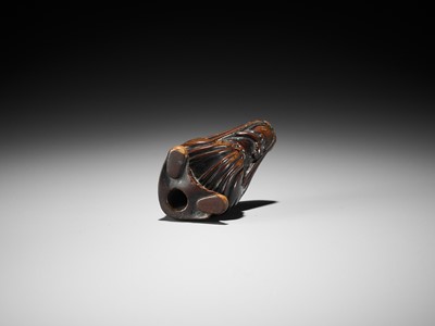 Lot 195 - MASATOMO: A WOOD NETSUKE OF FUKUROKUJU