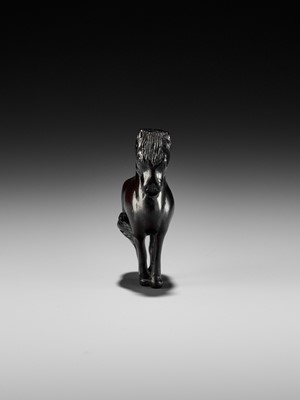 Lot 184 - TSUSEN: A FINE WOOD NETSUKE OF A HORSE