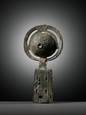 Lot 1561 - A BRONZE HARNESS JINGLE, LUAN, ZHOU DYNASTY