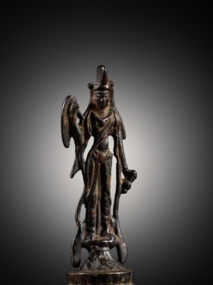 Lot 310 - A BRONZE FIGURE OF GUANYIN, TANG DYNASTY