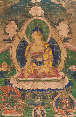 Lot 28 - A THANGKA OF BUDDHA SHAKYAMUNI, 19TH CENTURY