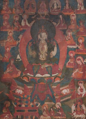 Lot 1492 - A THANGKA OF SHADAKSHARI, 16TH-17TH CENTURY