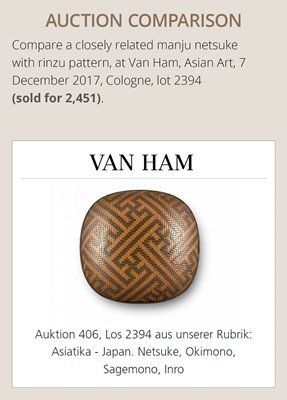 Lot 367 - A FINE AKAGANE AND SHAKUDO MANJU NETSUKE