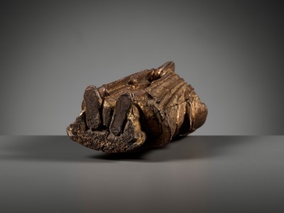 Lot 311 - A GILT-LACQUERED WOOD FIGURE OF ANANDA, YUAN TO MING DYNASTY