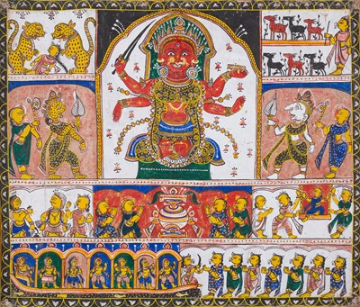 A PAINTING OF A FEMALE DEITY FROM THE HINDU PANTHEON