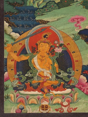 Lot 303 - AN IMPERIAL-SCHOOL BUDDHIST PAINTING OF AVALOKITESHVARA SAHASRABHUJA, CHINA, 18TH CENTURY