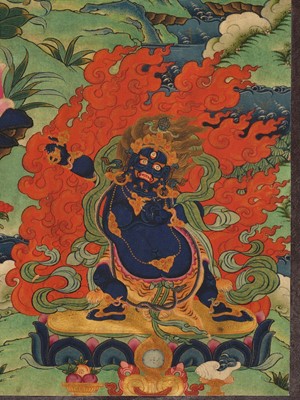 Lot 303 - AN IMPERIAL-SCHOOL BUDDHIST PAINTING OF AVALOKITESHVARA SAHASRABHUJA, CHINA, 18TH CENTURY