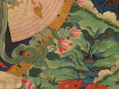 Lot 303 - AN IMPERIAL-SCHOOL BUDDHIST PAINTING OF AVALOKITESHVARA SAHASRABHUJA, CHINA, 18TH CENTURY