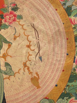 Lot 303 - AN IMPERIAL-SCHOOL BUDDHIST PAINTING OF AVALOKITESHVARA SAHASRABHUJA, CHINA, 18TH CENTURY