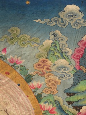Lot 303 - AN IMPERIAL-SCHOOL BUDDHIST PAINTING OF AVALOKITESHVARA SAHASRABHUJA, CHINA, 18TH CENTURY