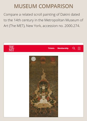 Lot 754 - A FINE BUDDHIST SCROLL PAINTING OF THE DEITY INARI, 18TH CENTURY
