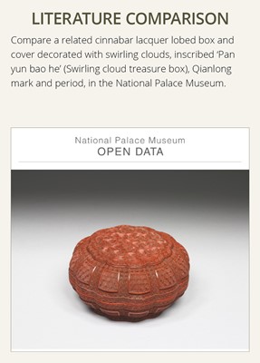 Lot 87 - AN IMPERIAL CINNABAR LACQUER LOBED BOX AND COVER, INSCRIBED FU GUI BAO HE (BOX OF FORTUNE IN ABUNDANCE), QIANLONG MARK AND OF THE PERIOD