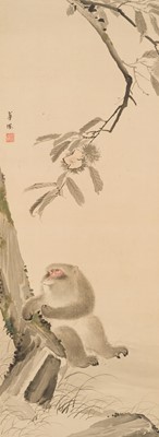 Lot 750 - NAKAJIMA KAHO: A FINE MARUYAMA SCHOOL PAINTING OF A MONKEY UNDER A CHESTNUT TREE