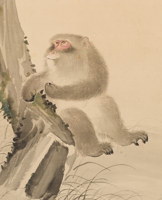 Lot 750 - NAKAJIMA KAHO: A FINE MARUYAMA SCHOOL PAINTING OF A MONKEY UNDER A CHESTNUT TREE