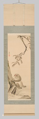 Lot 750 - NAKAJIMA KAHO: A FINE MARUYAMA SCHOOL PAINTING OF A MONKEY UNDER A CHESTNUT TREE