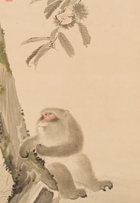 Lot 750 - NAKAJIMA KAHO: A FINE MARUYAMA SCHOOL PAINTING OF A MONKEY UNDER A CHESTNUT TREE