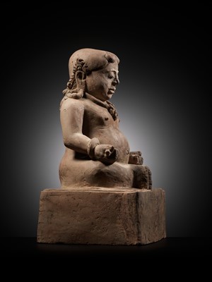 Lot 208 - A POTTERY FIGURE OF JAMBHALA, MAJAPAHIT PERIOD, 14TH-16TH CENTURY