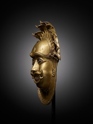 Lot 303 - A BRONZE MASK OF JUMADI, BHUTA CULTURE, 18TH-19TH CENTURY
