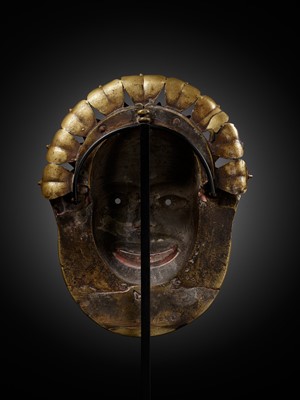 Lot 303 - A BRONZE MASK OF JUMADI, BHUTA CULTURE, 18TH-19TH CENTURY