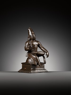 Lot 257 - A BRONZE FIGURE OF RAMA, LATER CHOLA PERIOD, 12TH-13TH CENTURY