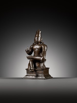 Lot 257 - A BRONZE FIGURE OF RAMA, LATER CHOLA PERIOD, 12TH-13TH CENTURY