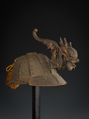 Lot 278 - KAI SADATOSHI: A KOBOSHI KABUTO WITH A MINOGAME-DRAGON MAEDATE