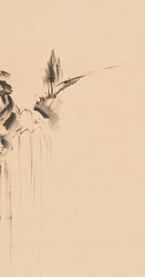 TAMECHIKA REIZEI (1823-1864) : ‘MINAMOTO TOSHIYORI GAZING AT A WATERFALL’