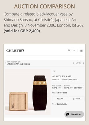 SHIMANO SANSHU: A FINE MOTHER-OF-PEARL INLAID BLACK-LACQUER VASE