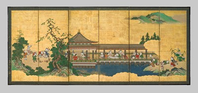 Lot 241 - KANO SCHOOL: A FINE PAIR OF ‘KARAKO BOYS’ SIX-PANEL BYOBU SCREENS