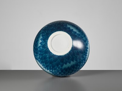 Lot 137 - FUJII SHUMEI: A FINE SNOW-FLAKE GLAZE VASE DEPICTING A WINTER FOREST