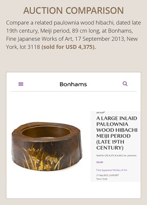 Lot 331 - A LARGE RINPA-STYLE LACQUERED PAULOWNIA WOOD HIBACHI (BRAZIER)