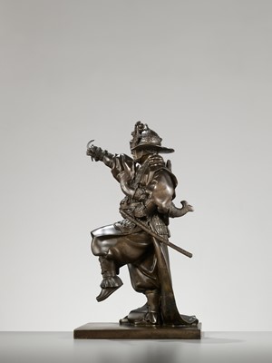 Lot 197 - MASATOMO: A LARGE BRONZE FIGURE OF A YOUNG ACTOR PERFORMING THE TAIHEIRAKU DANCE