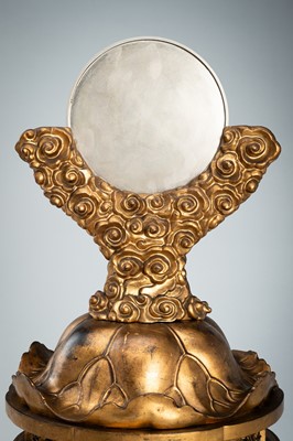 Lot 63 - A LACQUERED WOOD BUDDHIST KYODAI MIRROR STAND, DATED 1790