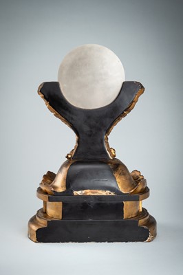 Lot 63 - A LACQUERED WOOD BUDDHIST KYODAI MIRROR STAND, DATED 1790