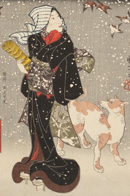 Lot 205 - UTAGAWA KUNIYOSHI: LADY OF THE EVENING FACES: YAZAMA’S WIFE ORIE