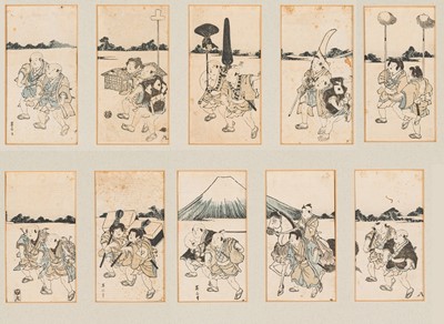 KIKUKAWA EIZAN: TEN PRINTS OF CHILDREN IMITATING A DAIMYO PROCESSION