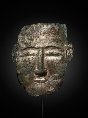 Lot 72 - A SILVER FUNERARY MASK OF A NOBLEMAN, LIAO DYNASTY