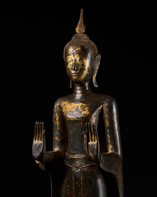A MASSIVE GILT-BRONZE FIGURE OF BUDDHA, AYUTTHAYA KINGDOM