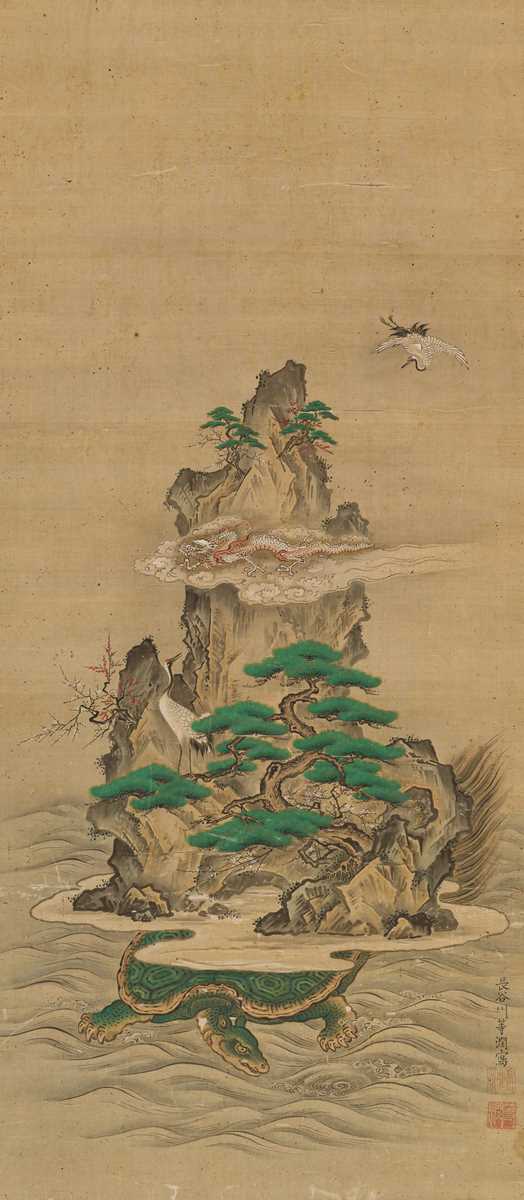 Lot 604 - A KAKEMONO OF HORAI (THE ISLE OF THE IMMORTALS)