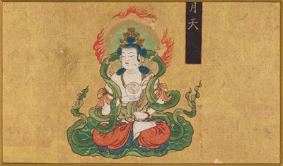 Lot 597 - A SET OF FOUR MANDARA FRAGMENTS DEPICTING MIKKYO DEVAS