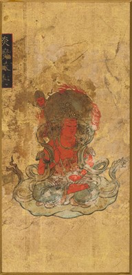 Lot 597 - A SET OF FOUR MANDARA FRAGMENTS DEPICTING MIKKYO DEVAS