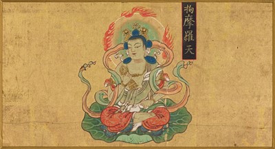 Lot 597 - A SET OF FOUR MANDARA FRAGMENTS DEPICTING MIKKYO DEVAS