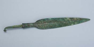 Lot 1682 - A LARGE BRONZE CYPRIOT SPEAR HEAD, C. 1900-1450 BC