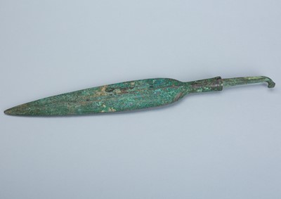 Lot 1682 - A LARGE BRONZE CYPRIOT SPEAR HEAD, C. 1900-1450 BC